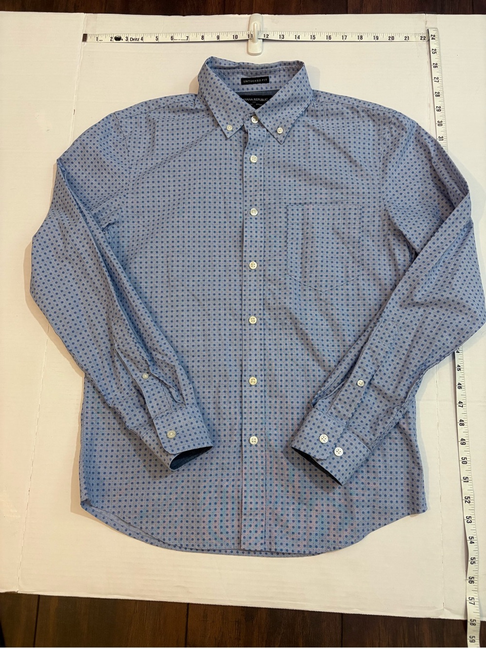 Banana Republic Light Blue Button-Down Shirt with Navy Micro Dots
